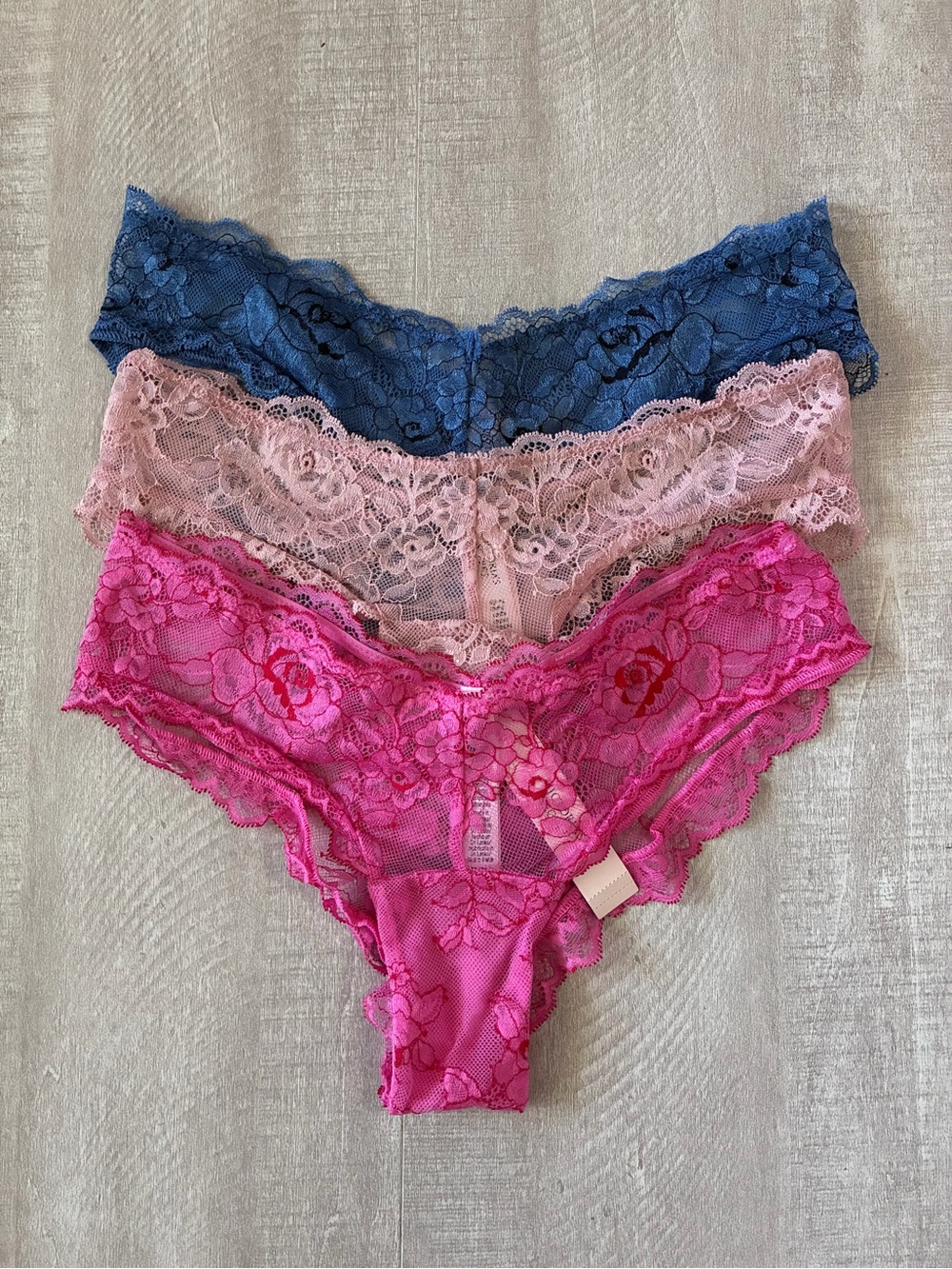 Victoria’s Secret Rose Lace High Leg Cheeky Panty Bundle XS